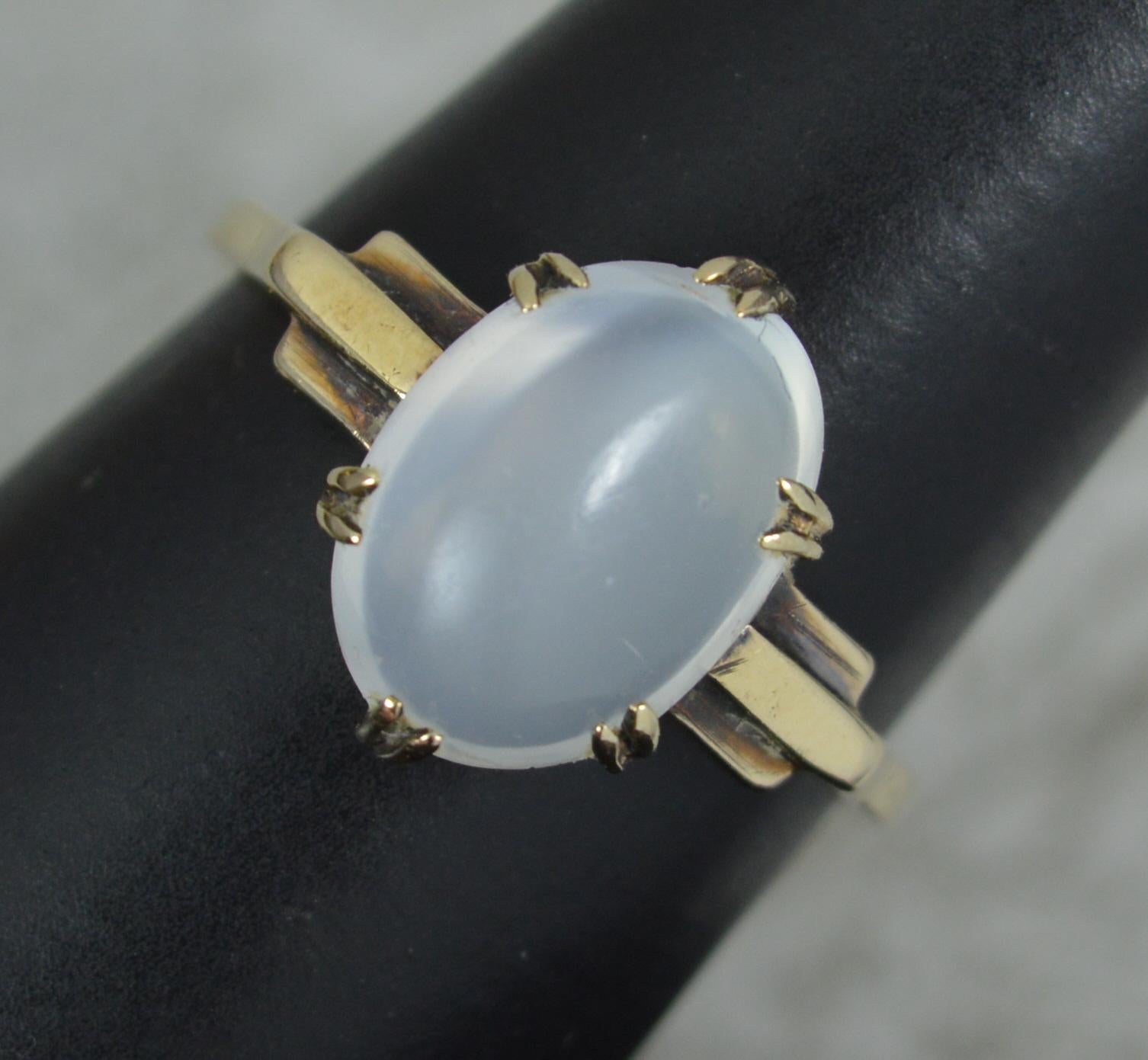 Rare Art Deco Large Moonstone and 9 Carat Gold Solitaire Ring For Sale 1