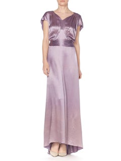 Rare Art Deco Large Size 1930s Silver Screen Hammered Silk Satin Gown