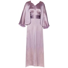 Rare Art Deco Large Size 1930s Silver Screen Hammered Silk Satin Gown
