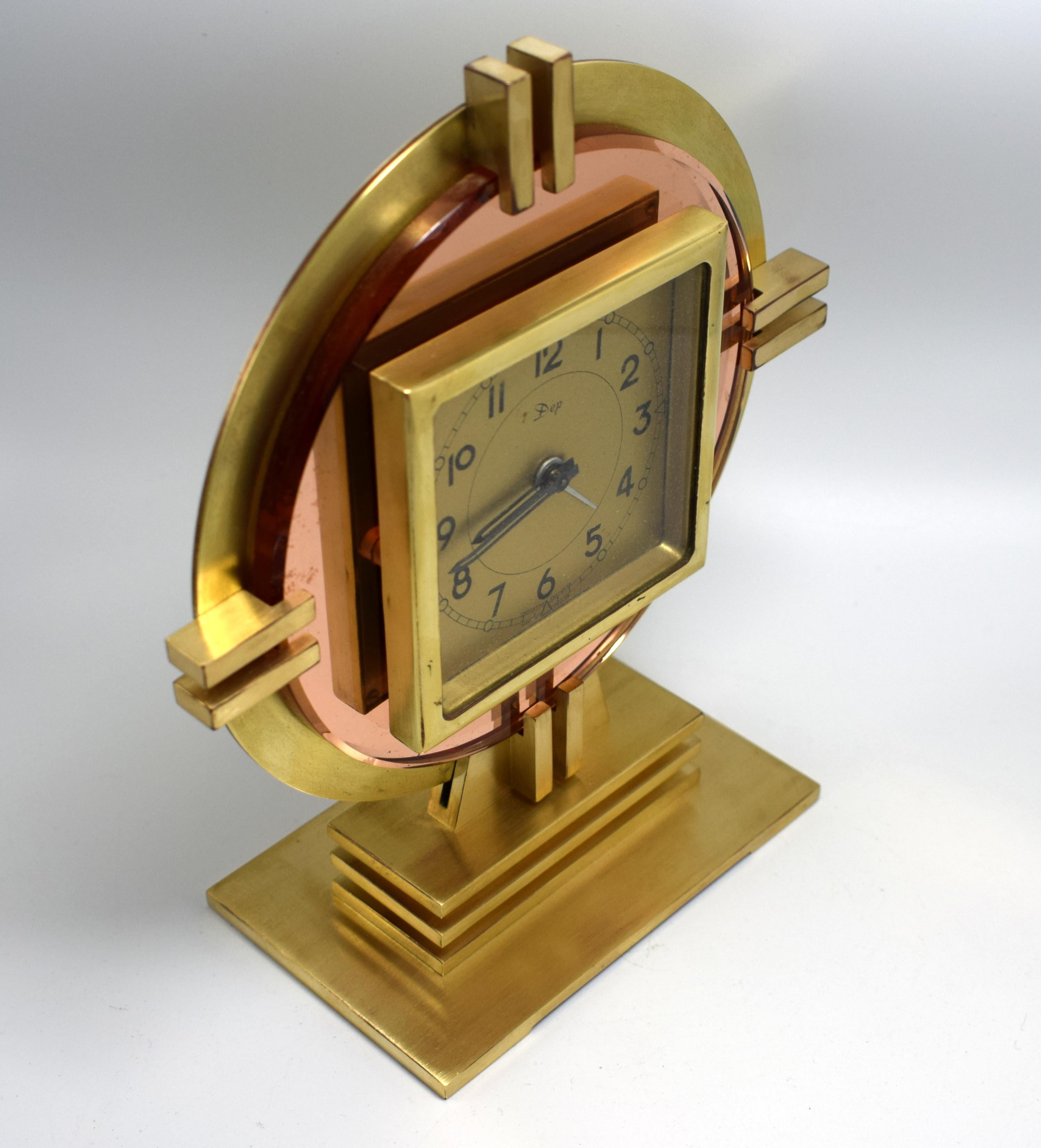 Rare Art Deco Machine Age Clock by Dep, circa 1930 In Excellent Condition In Devon, England