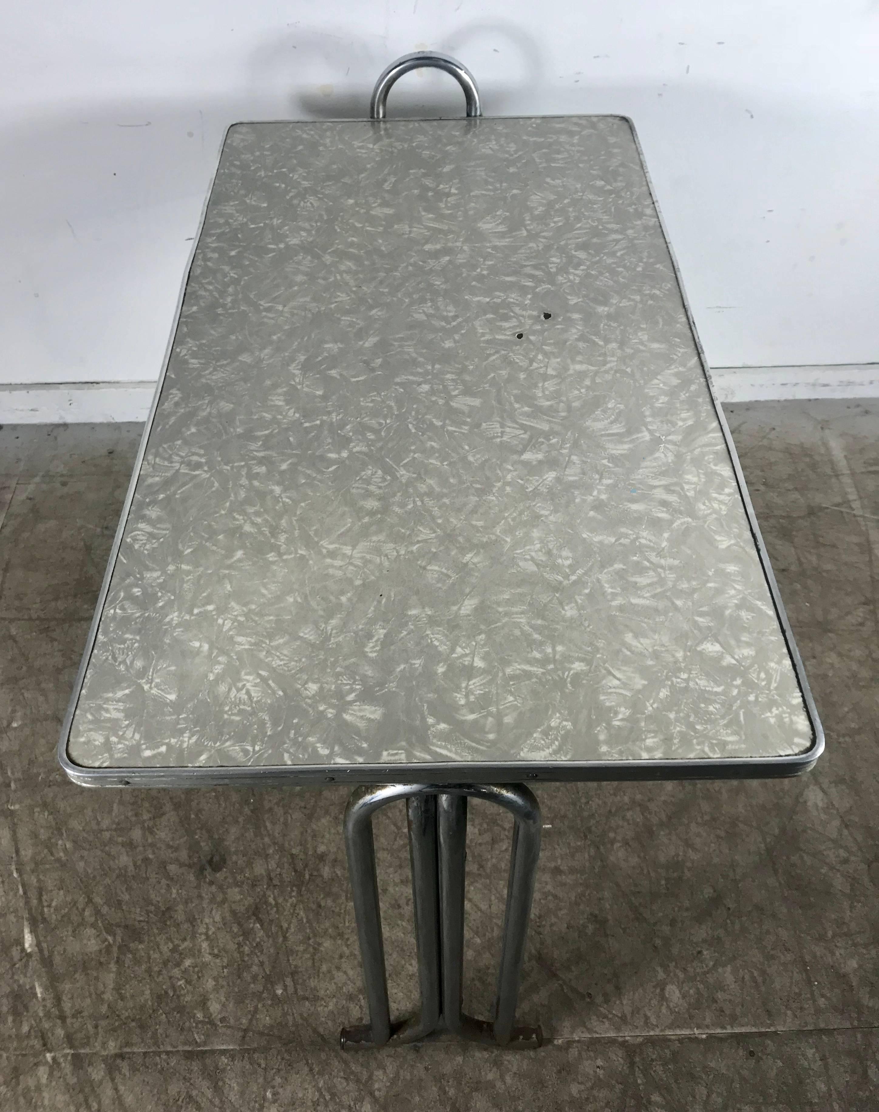 Aluminum Rare Art Deco, Machine Age Table or Desk designed by Wolfgang Hoffmann