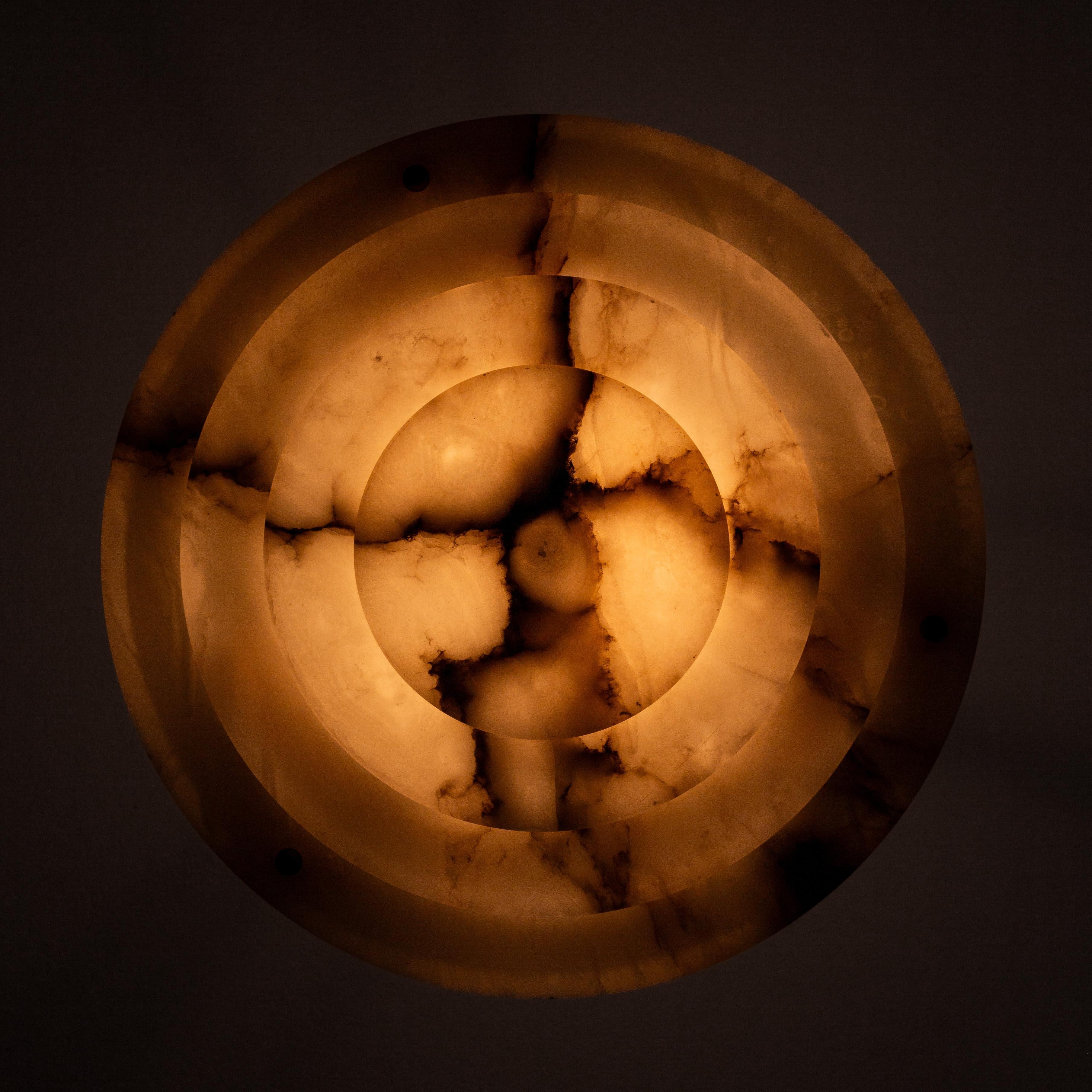 Alabastro Rara lampada a sospensione / lampadario in alabastro marmorizzato Art Deco, Svezia anni '20-'30 in vendita