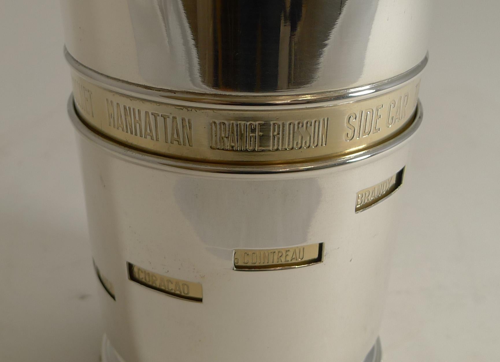 Rare Art Deco / Mid-Century Modern Italian Recipe Cocktail Shaker by Macabo 5