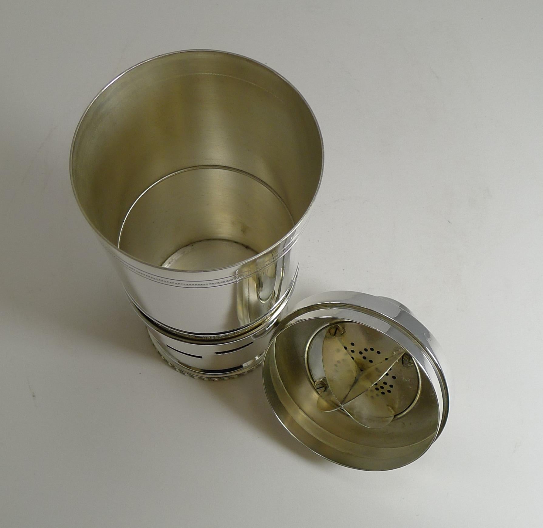 Gilt Rare Art Deco / Mid-Century Modern Italian Recipe Cocktail Shaker by Macabo