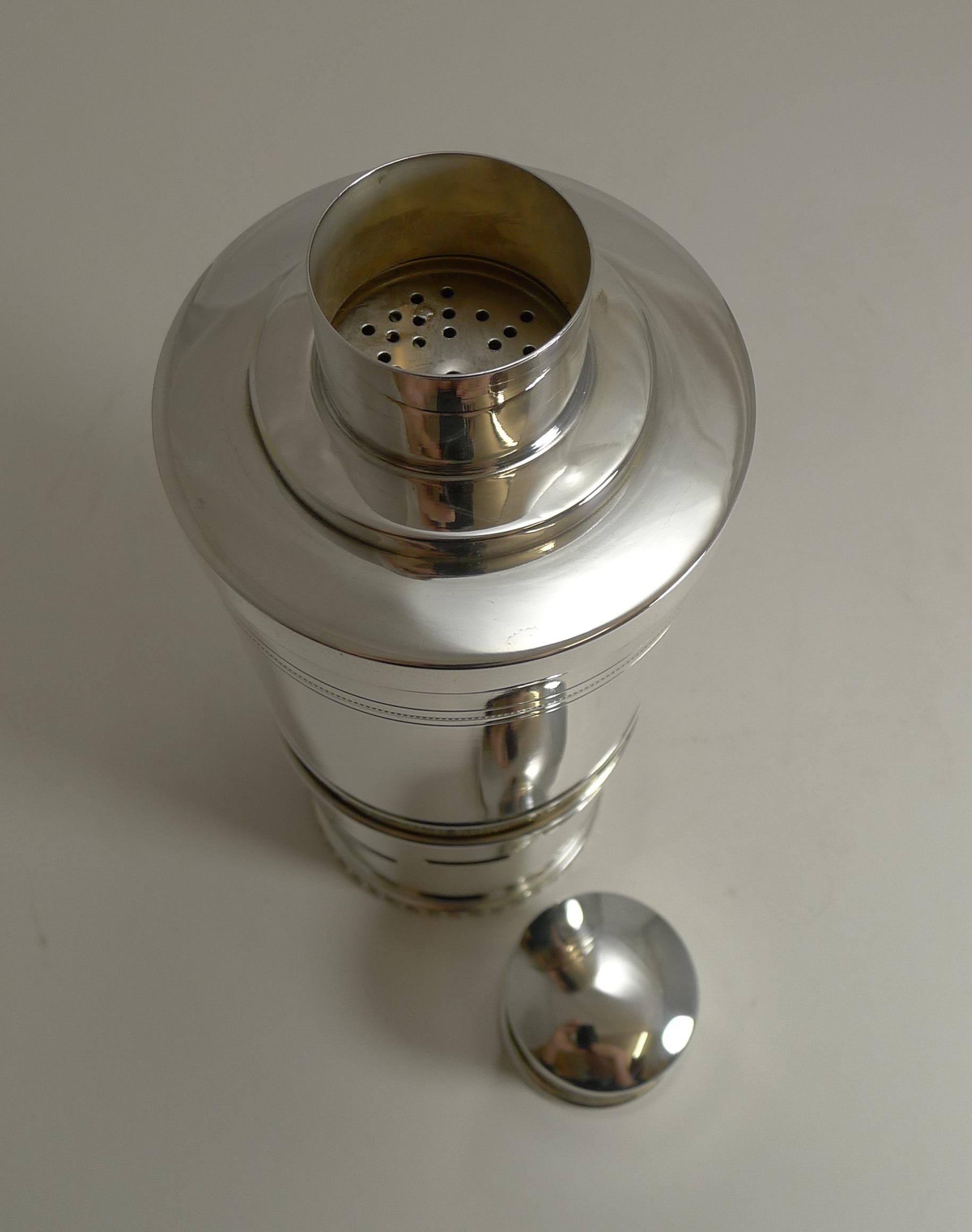 Silver Plate Rare Art Deco / Mid-Century Modern Italian Recipe Cocktail Shaker by Macabo