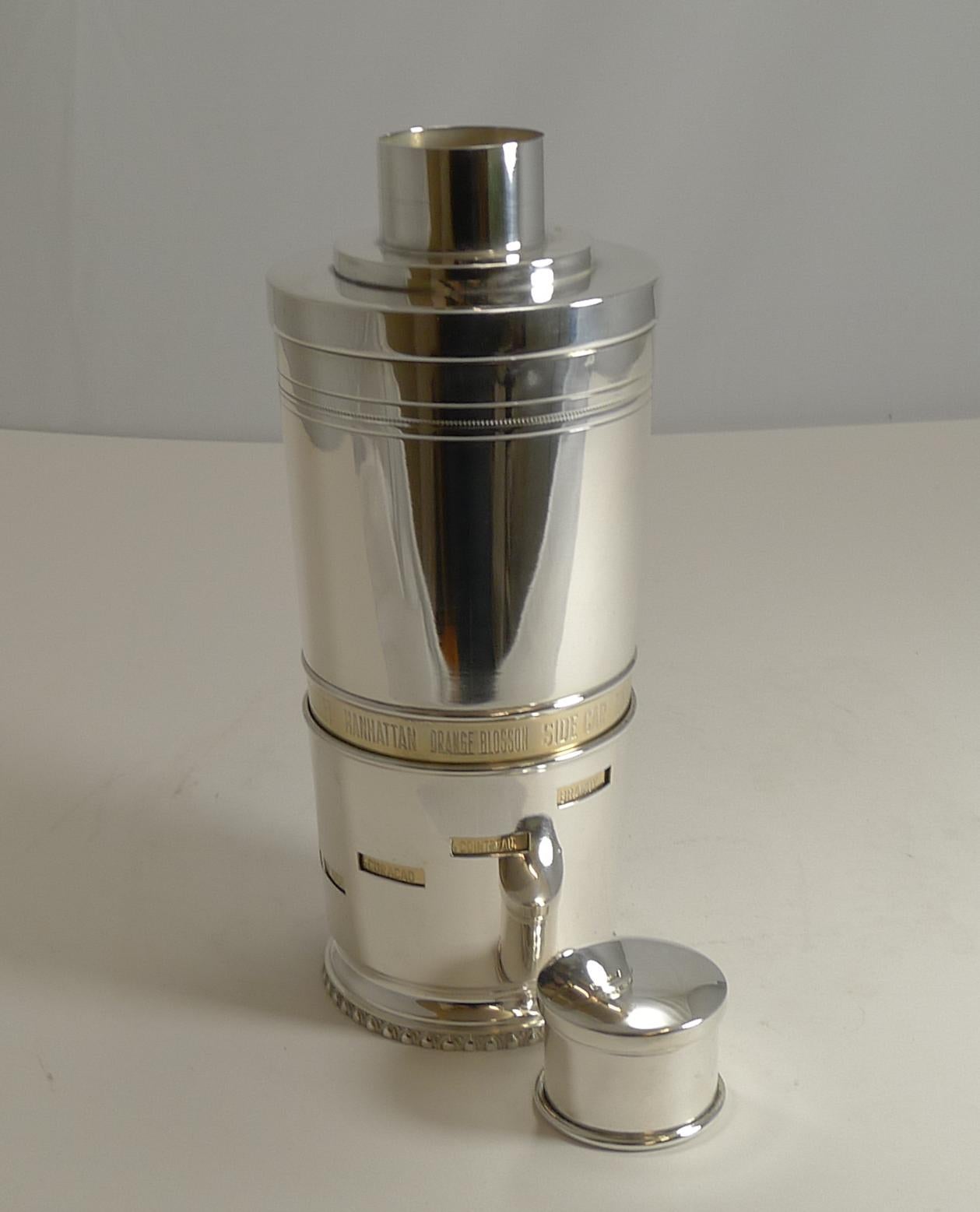 Rare Art Deco / Mid-Century Modern Italian Recipe Cocktail Shaker by Macabo 1