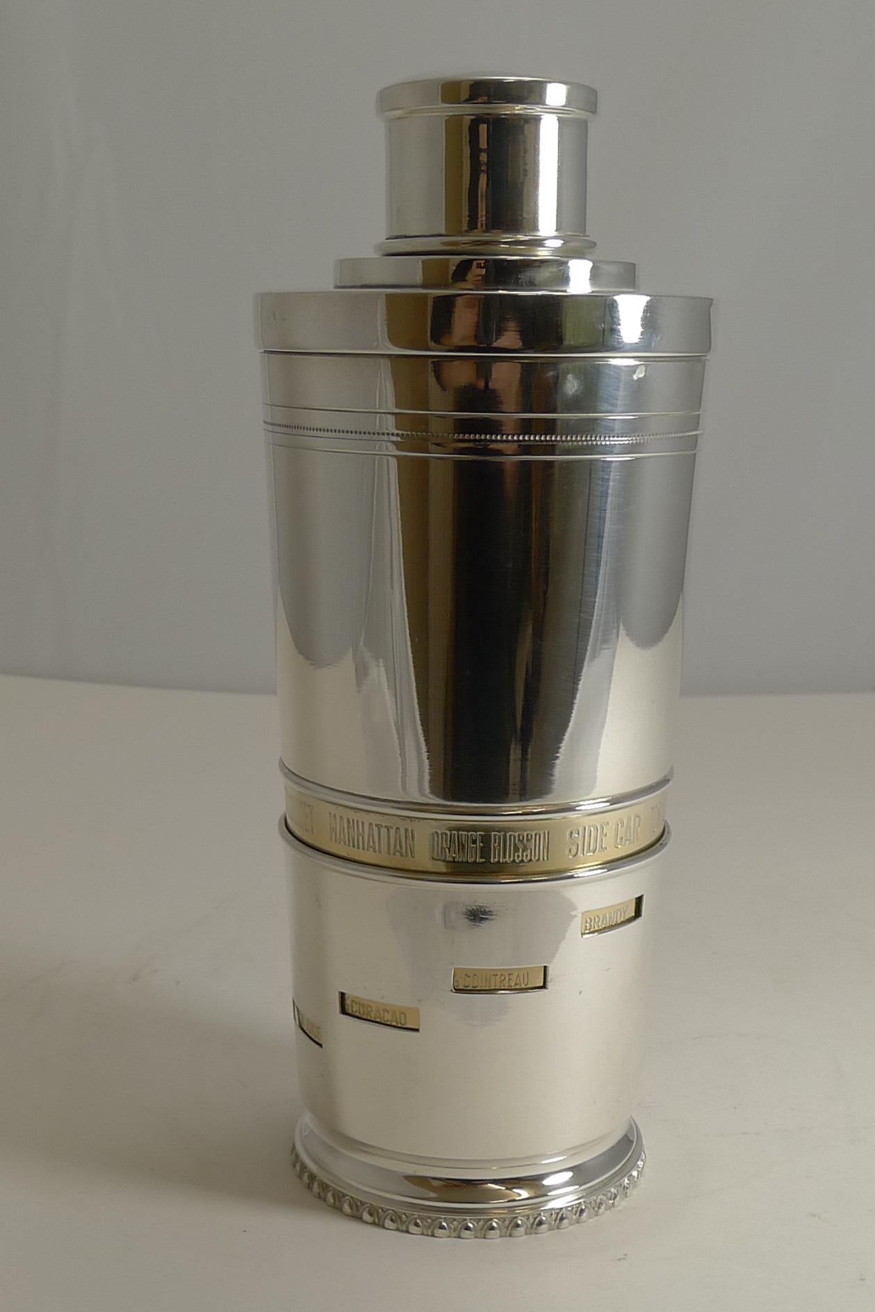 Rare Art Deco / Mid-Century Modern Italian Recipe Cocktail Shaker by Macabo 2