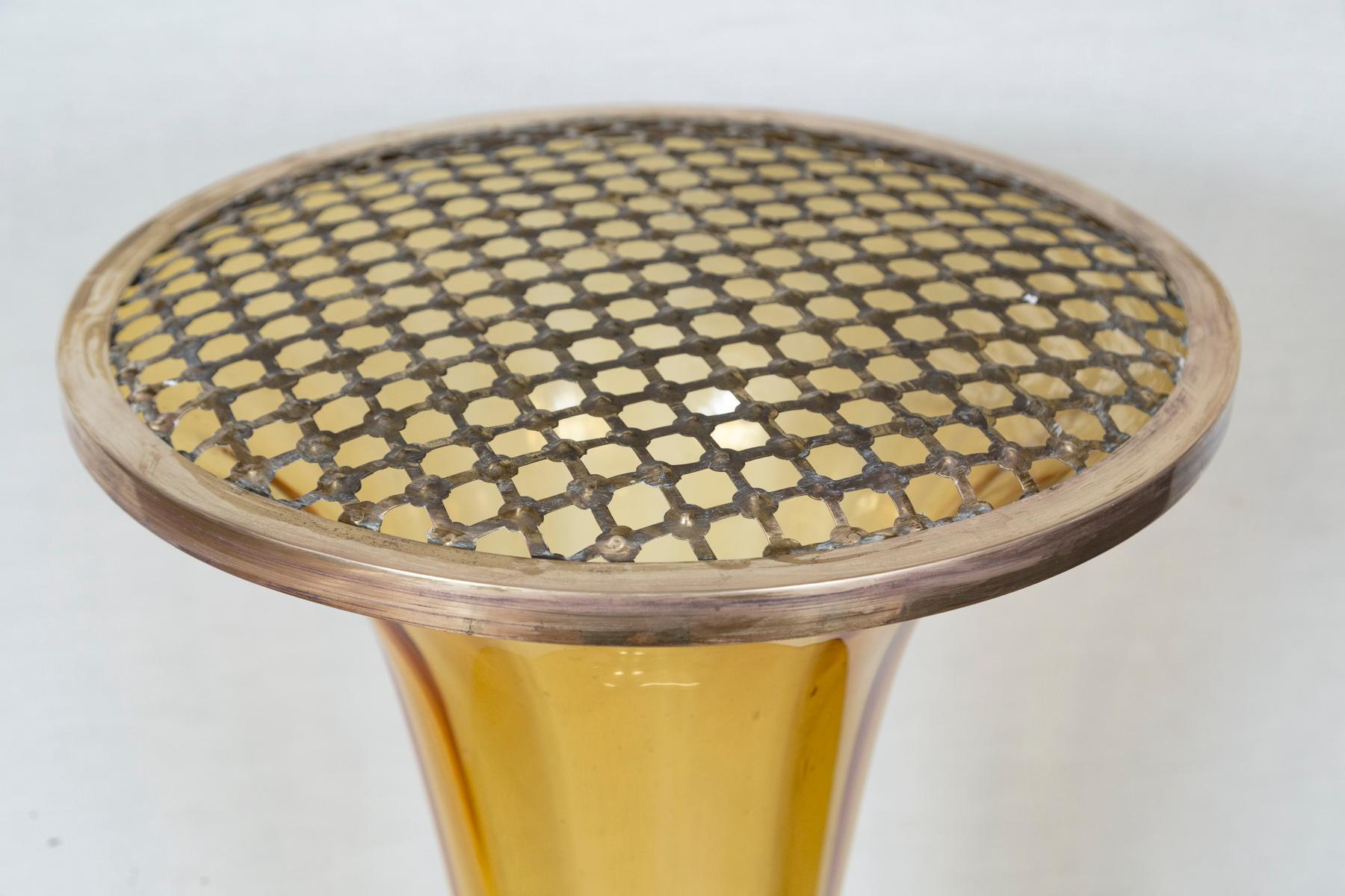 large amber glass floor vase
