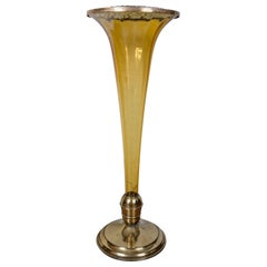Rare Art Deco Murano Blown Amber Floor Vase