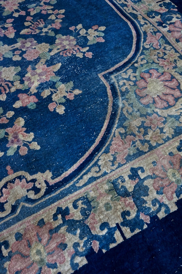 Rare Art Deco Nichols Hand Knotted Navy Chinese Dragon and Phoenix Rug ...