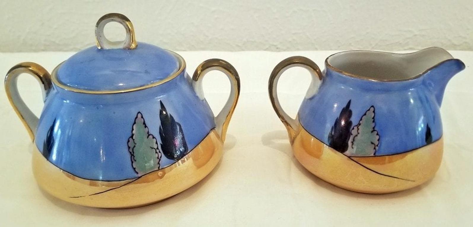 Art déco RARE crémier et sucrier Art Déco Noritake Lusterware en vente