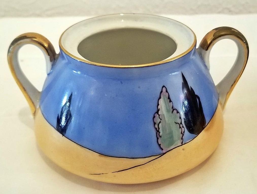 RARE crémier et sucrier Art Déco Noritake Lusterware Bon état - En vente à Dallas, TX