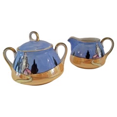 RARE Art Deco Noritake Lusterware Creamer and Sugar Bowl