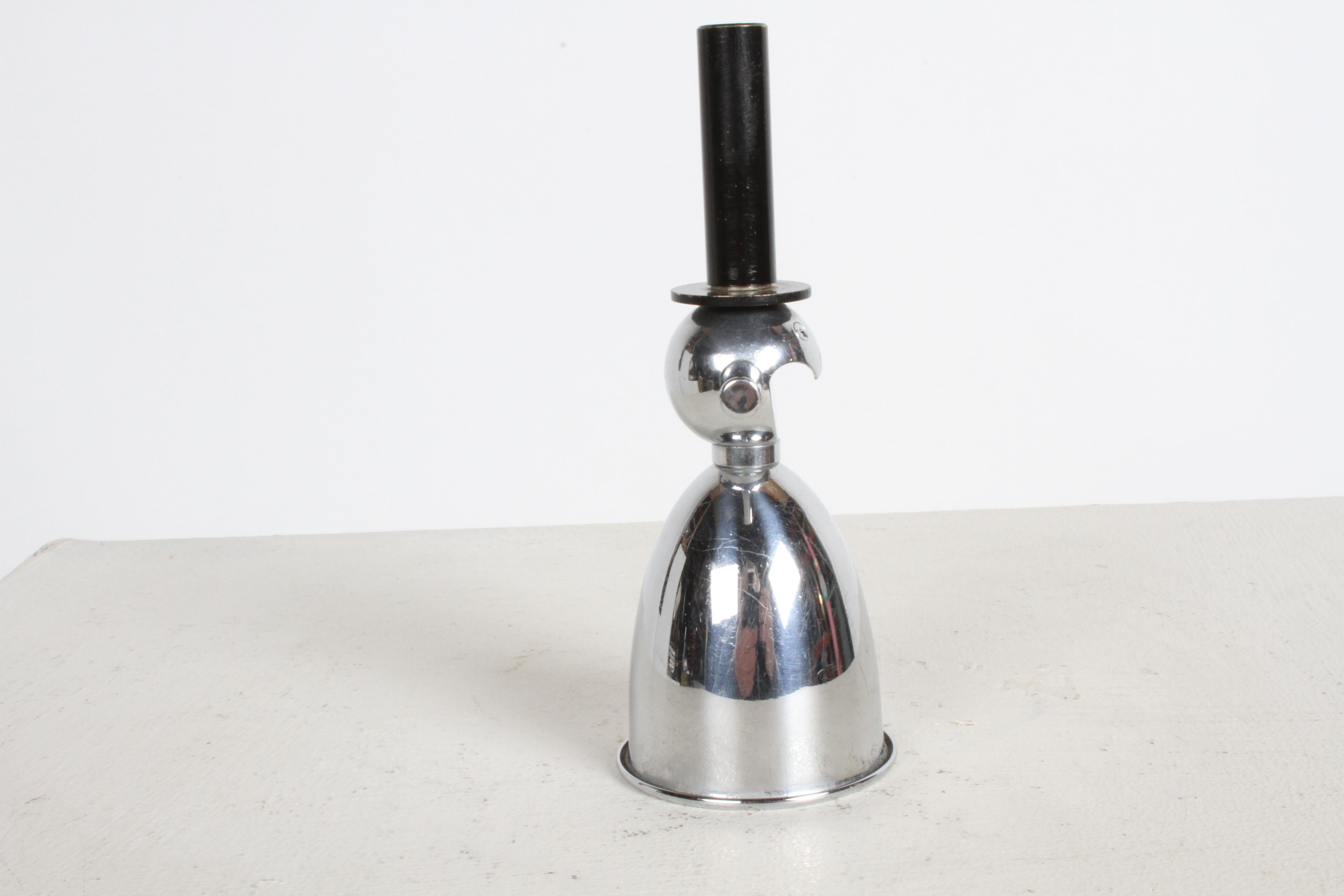 American Rare Art Deco Novelty Chrome Snowman Jigger, Bottle Opener & Cork Screw For Sale