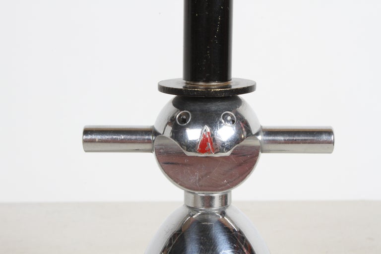 Rare Art Deco Novelty Chrome Snowman Jigger, Bottle Opener and Cork