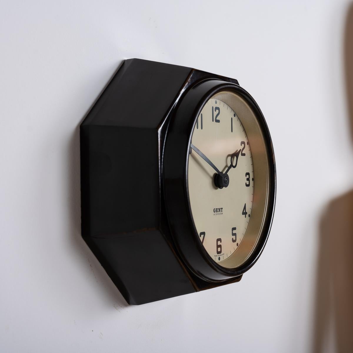 Rare Art Deco Octagonal Bakelite Wall Clock by Gent of Leicester 3