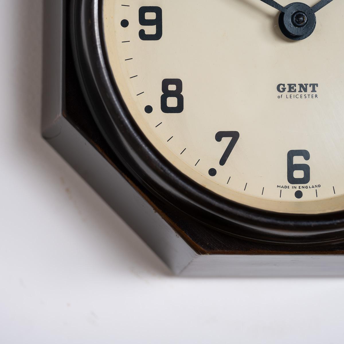 Rare Art Deco Octagonal Bakelite Wall Clock by Gent of Leicester 9