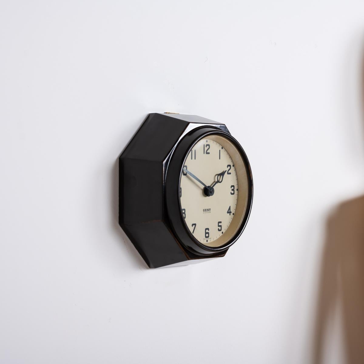 Rare Art Deco Octagonal Bakelite Wall Clock by Gent of Leicester 2