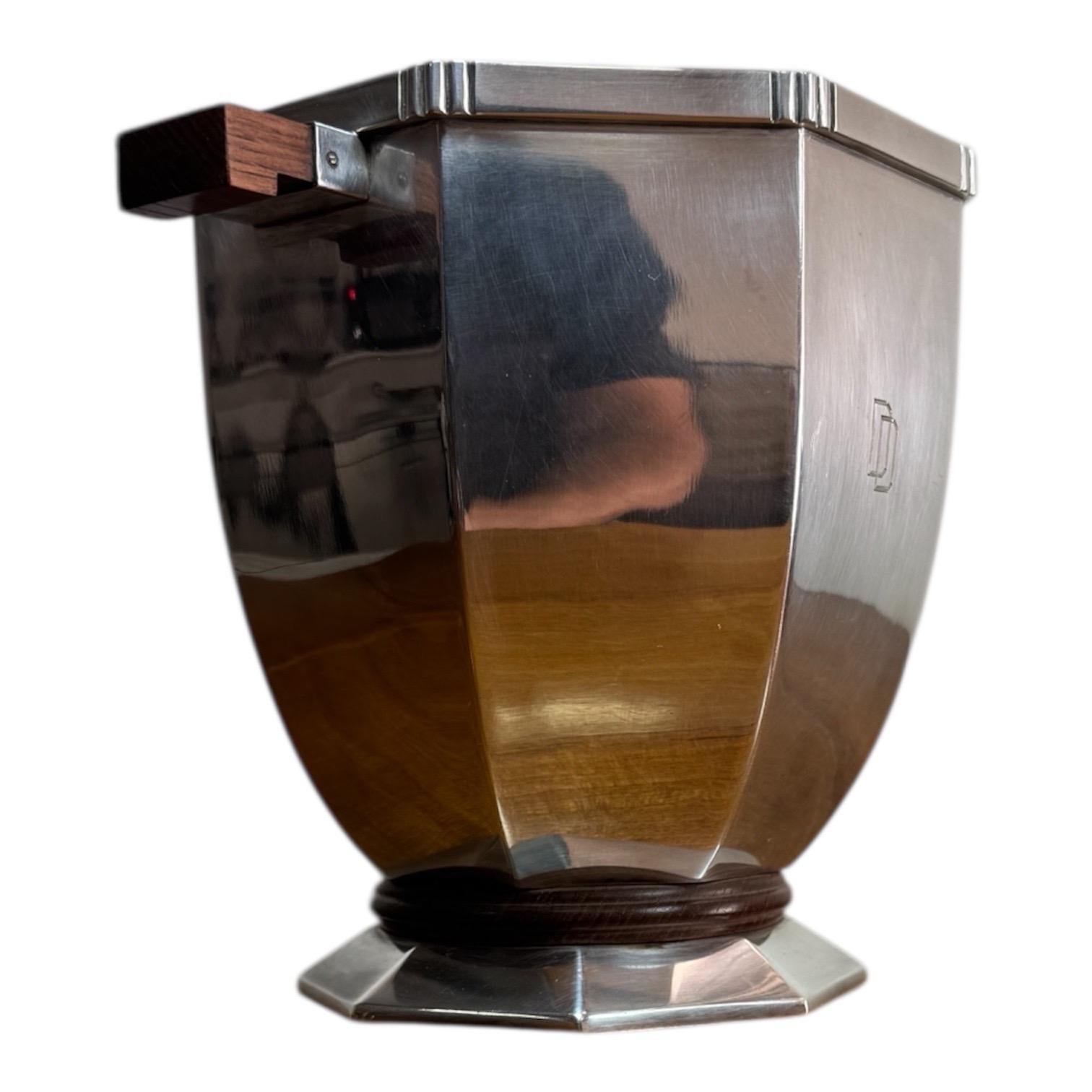 Metalwork Rare Art Deco Octagonal Ice Bucket / Champagne Cooler by Gallia Christofle For Sale