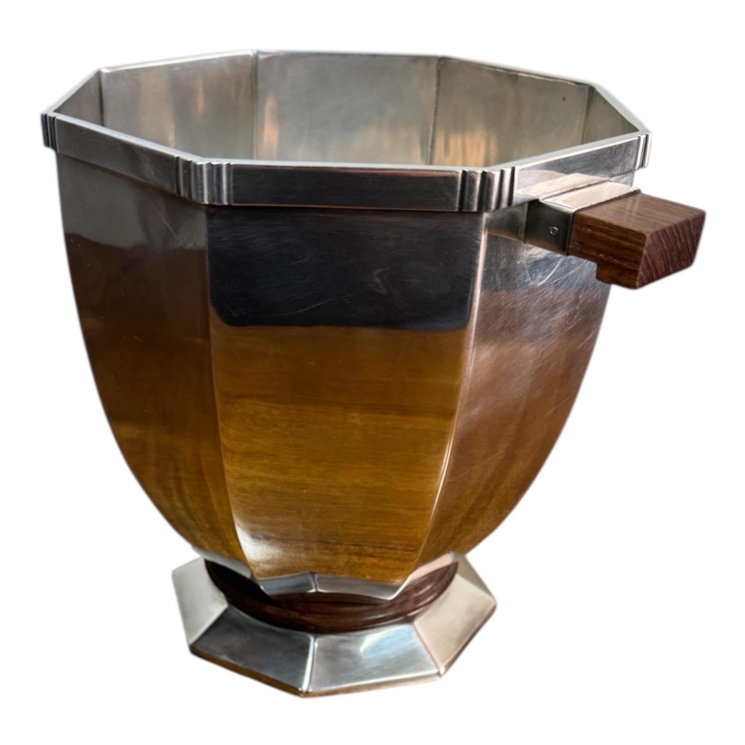 Early 20th Century Rare Art Deco Octagonal Ice Bucket / Champagne Cooler by Gallia Christofle For Sale