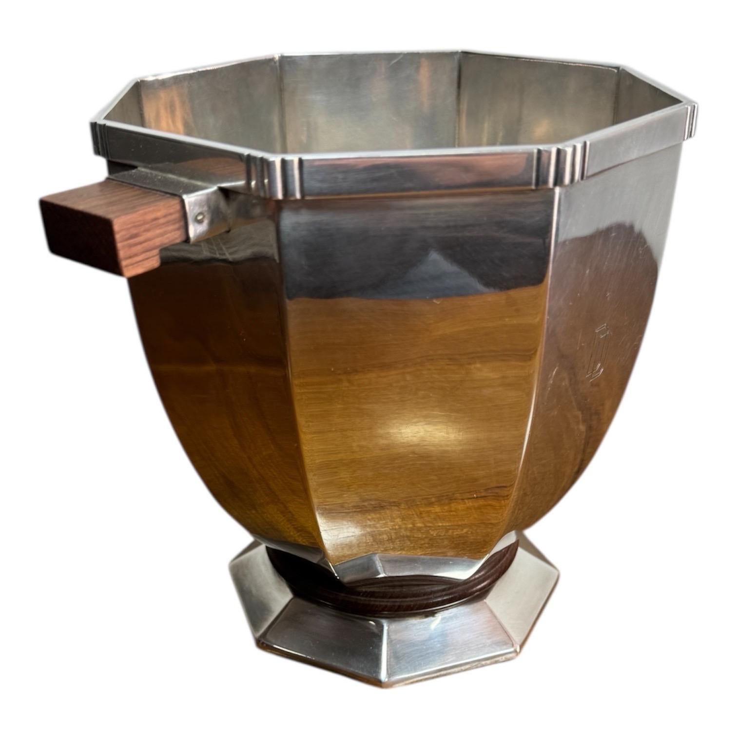 Rare Art Deco Octagonal Ice Bucket / Champagne Cooler by Gallia Christofle For Sale