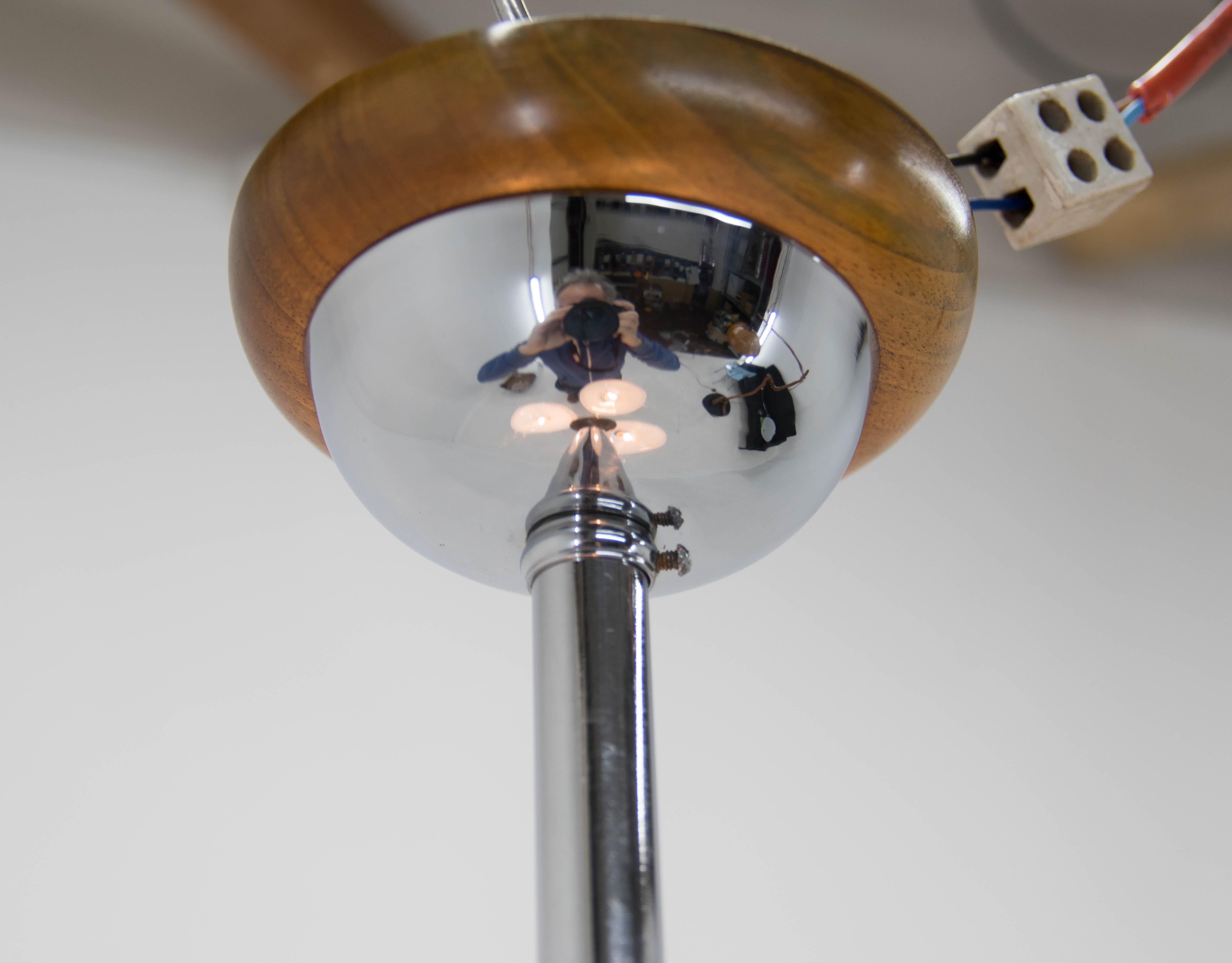 Mid-20th Century Rare Art Deco or Bauhaus Chandelier Made by UP Zavody, 1930s