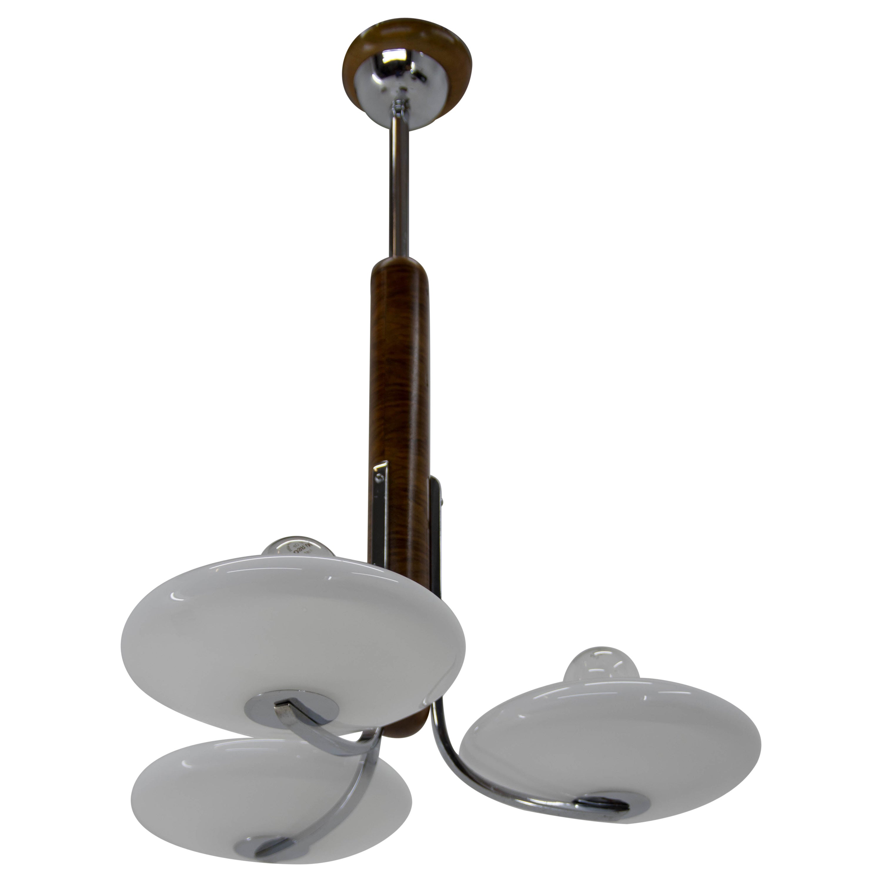 Rare Art Deco or Bauhaus Chandelier Made by UP Zavody, 1930s