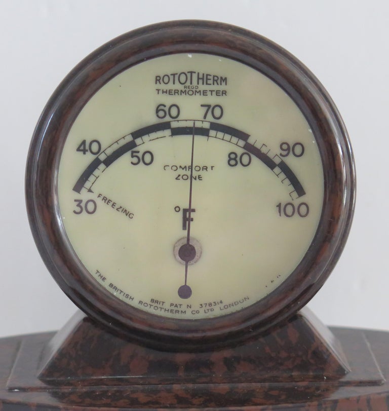 Molded Rare Art Deco Period Bakelite Desk Thermometer, English circa 1920s For Sale