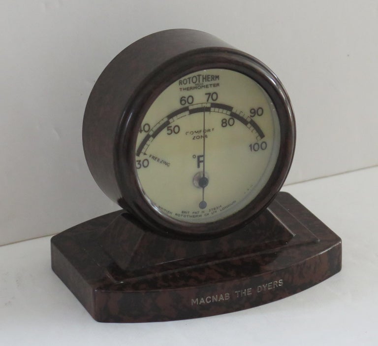 Rare Art Deco Period Bakelite Desk Thermometer, English circa 1920s For Sale 3