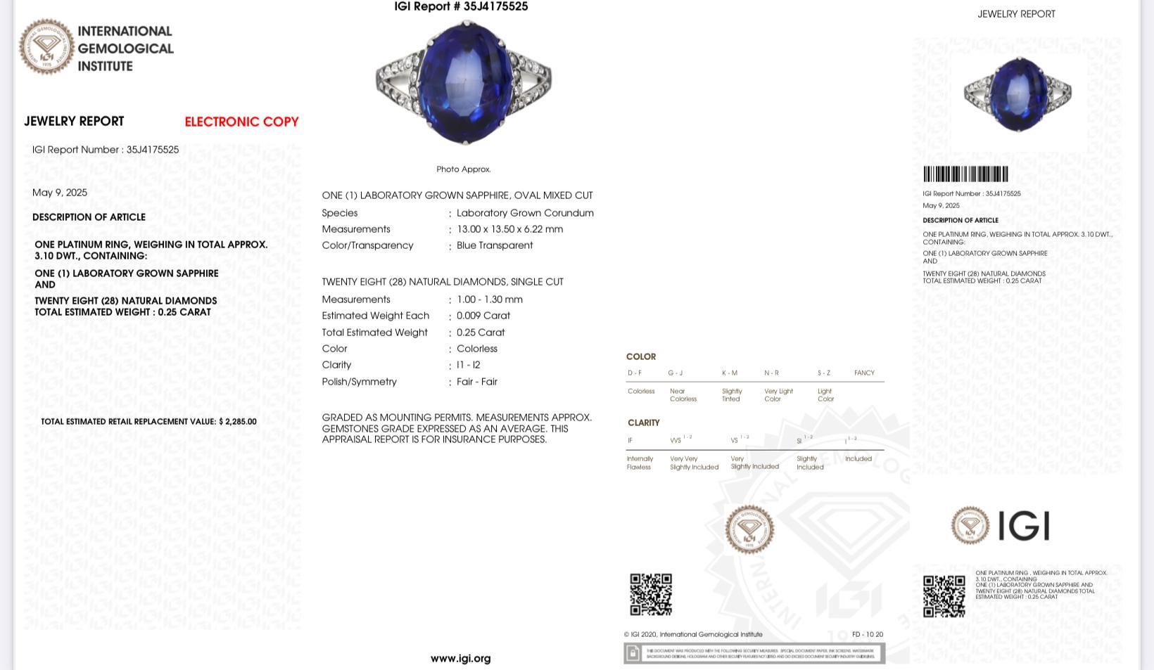 Oval Cut Rare Art Deco Period Sapphire & Diamond Ring With IGI Report For Sale