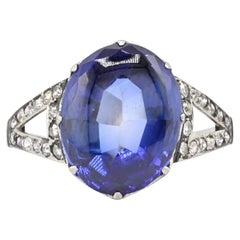Rare Art Deco Period Sapphire & Diamond Ring With IGI Report