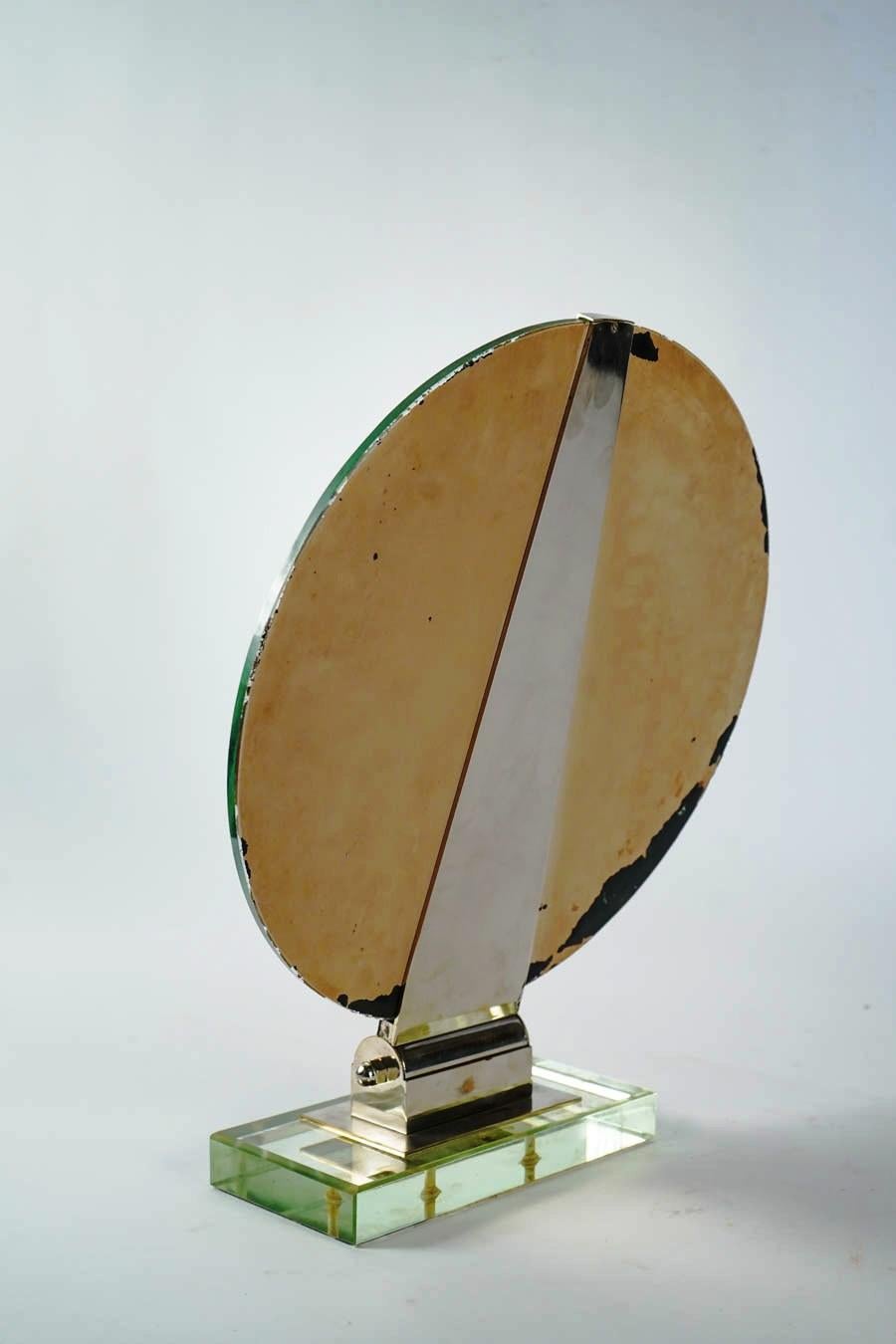 Rare Art Deco Period Small Orientable Table Mirror Attributed to Jacques Adnet For Sale 2
