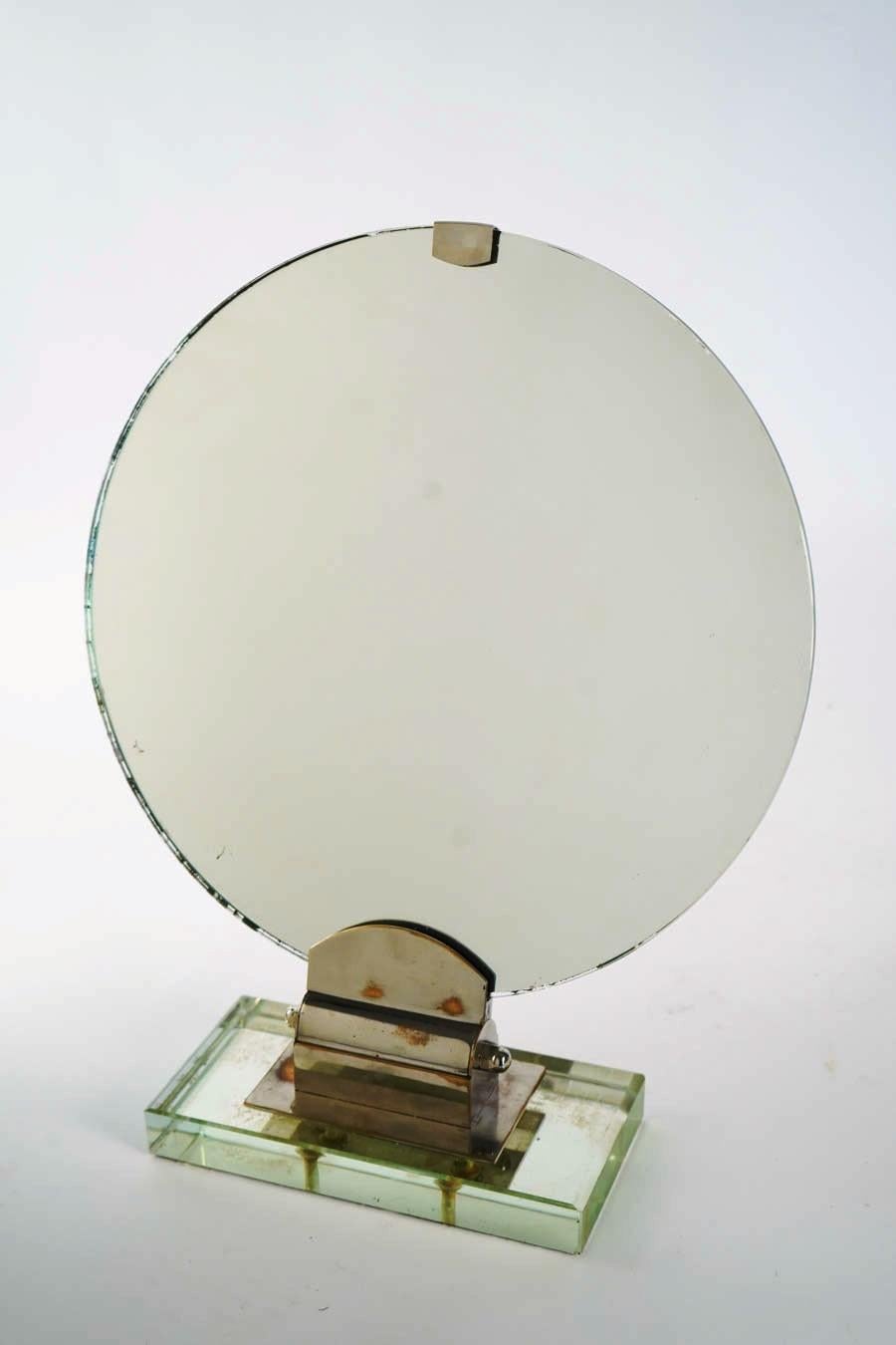 Rare Art Deco Period Small Orientable Table Mirror Attributed to Jacques Adnet For Sale 4