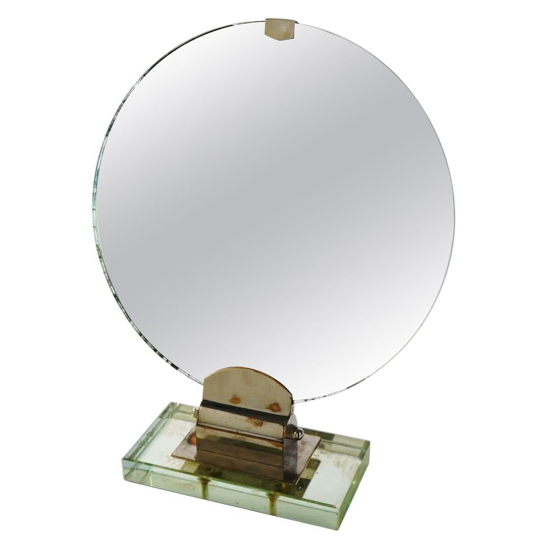 Rare Art Deco Period Small Orientable Table Mirror Attributed to Jacques Adnet For Sale