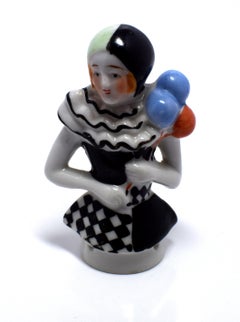Rare Art Deco Pierette Half Doll Pin Cushion