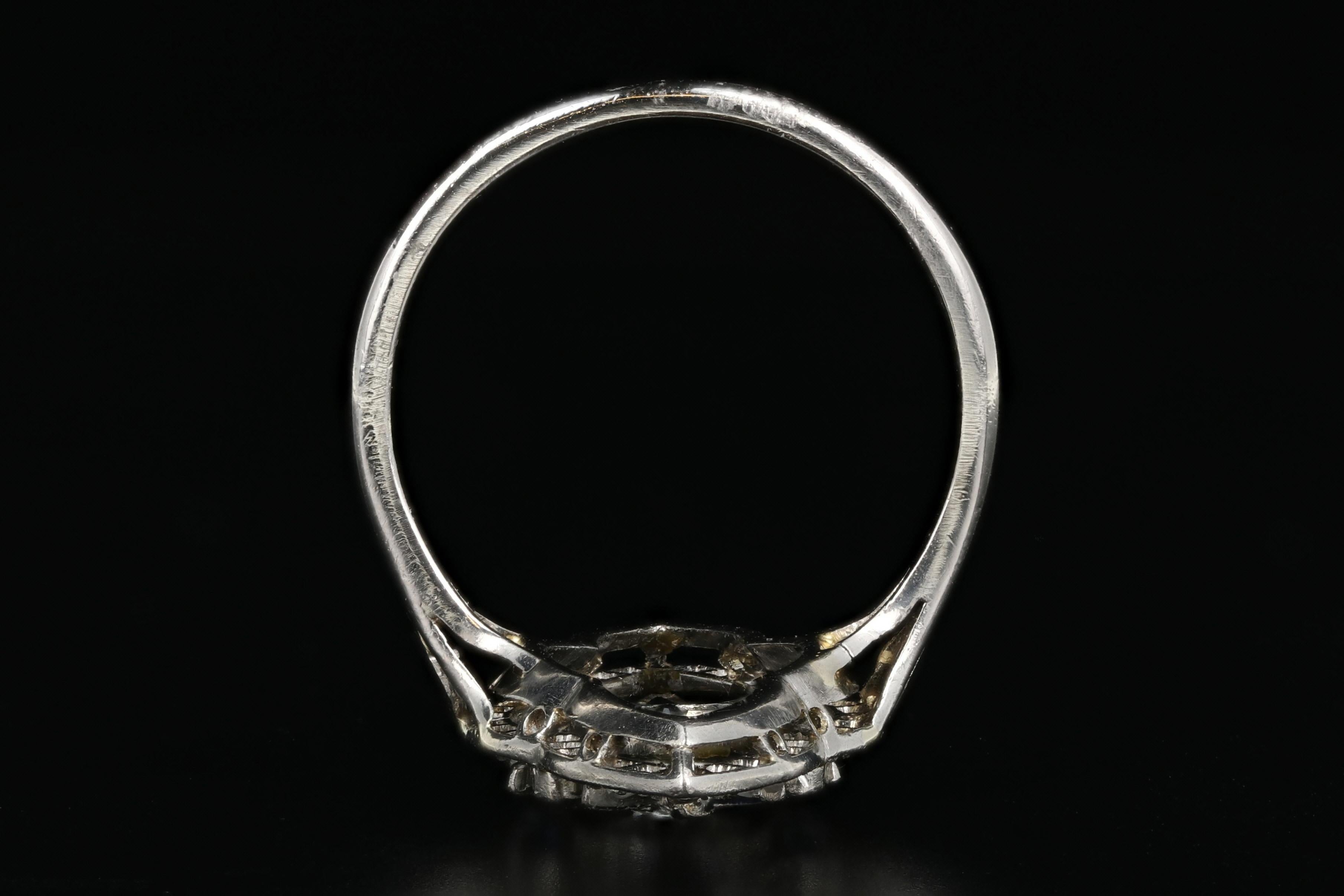 Rare Art Deco Platinum .5 Carat Old European Cut Diamond & Natural Sapphire Ring 2