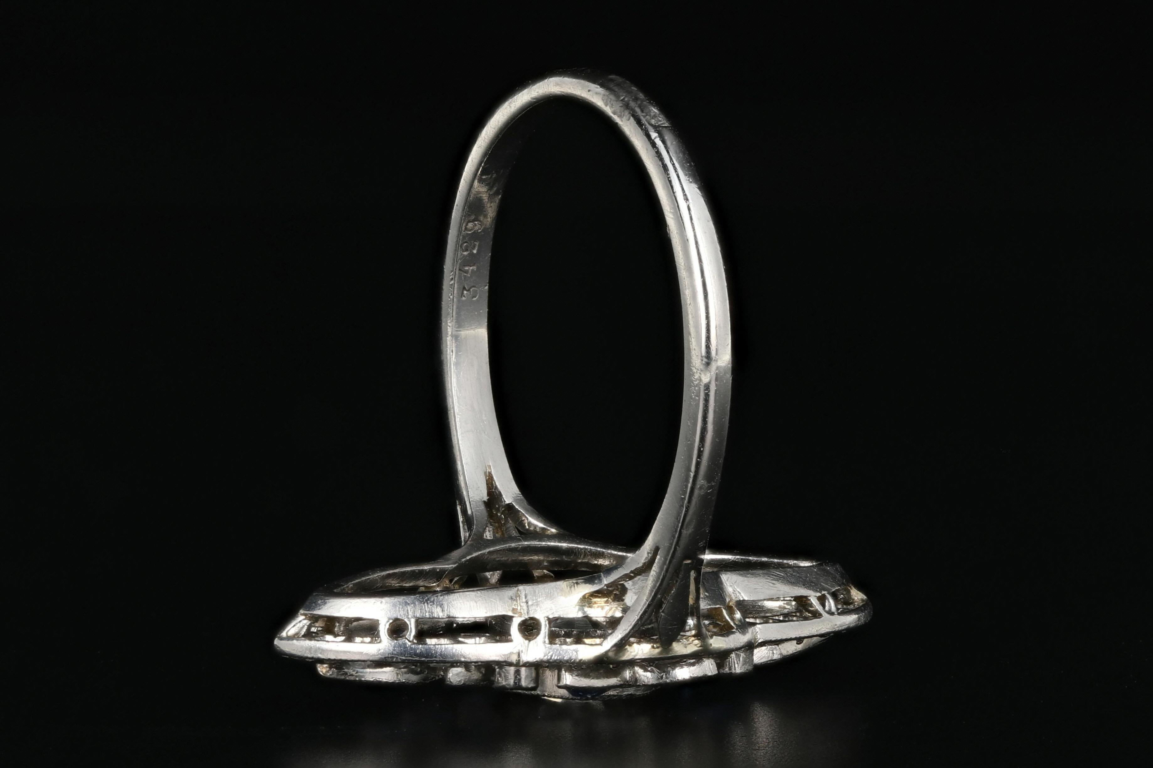 Rare Art Deco Platinum .5 Carat Old European Cut Diamond & Natural Sapphire Ring 3