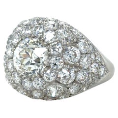 Rare Art Deco, Platinum and Diamond Bombé Ring