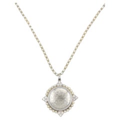Rare Art Deco Platinum Natural Pearl Diamond Locket Pendant Necklace