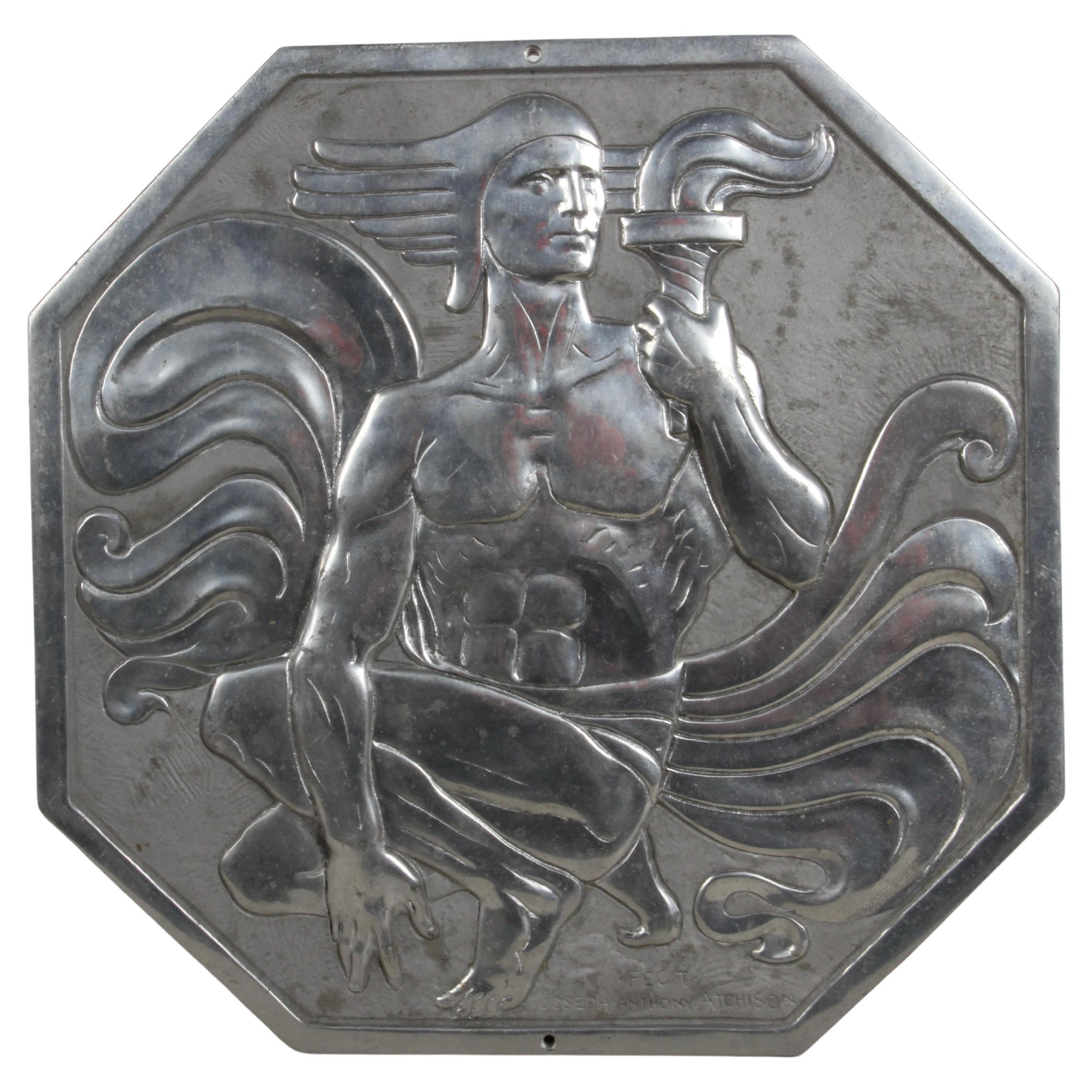 Rare Art Deco Relief Panel "Nude with Torch" by Sculptor Joseph Anthony Atchison