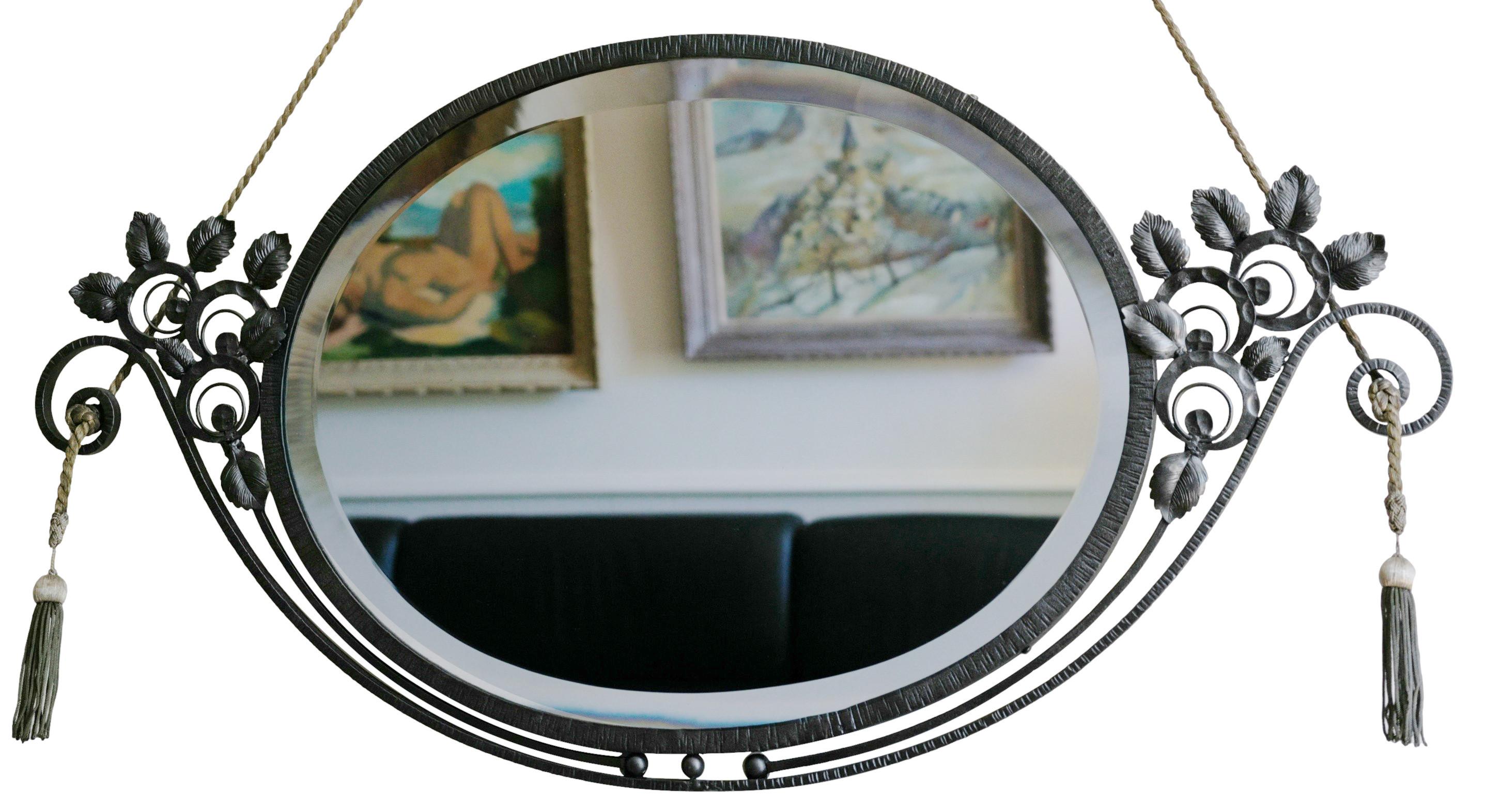 Raro specchio da parete Art Deco Rosebush, 1920 in vendita 7