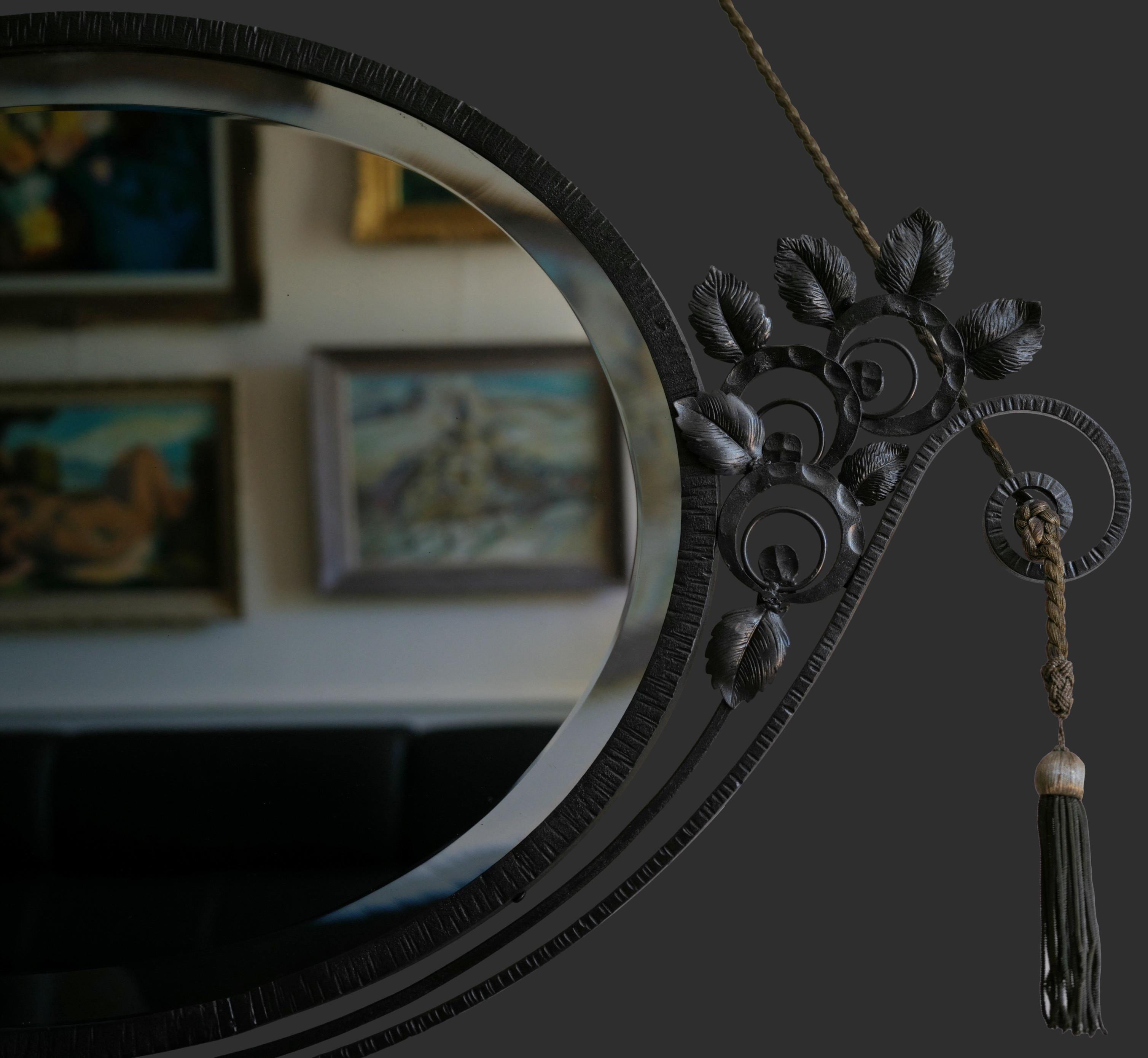 Francese Raro specchio da parete Art Deco Rosebush, 1920 in vendita