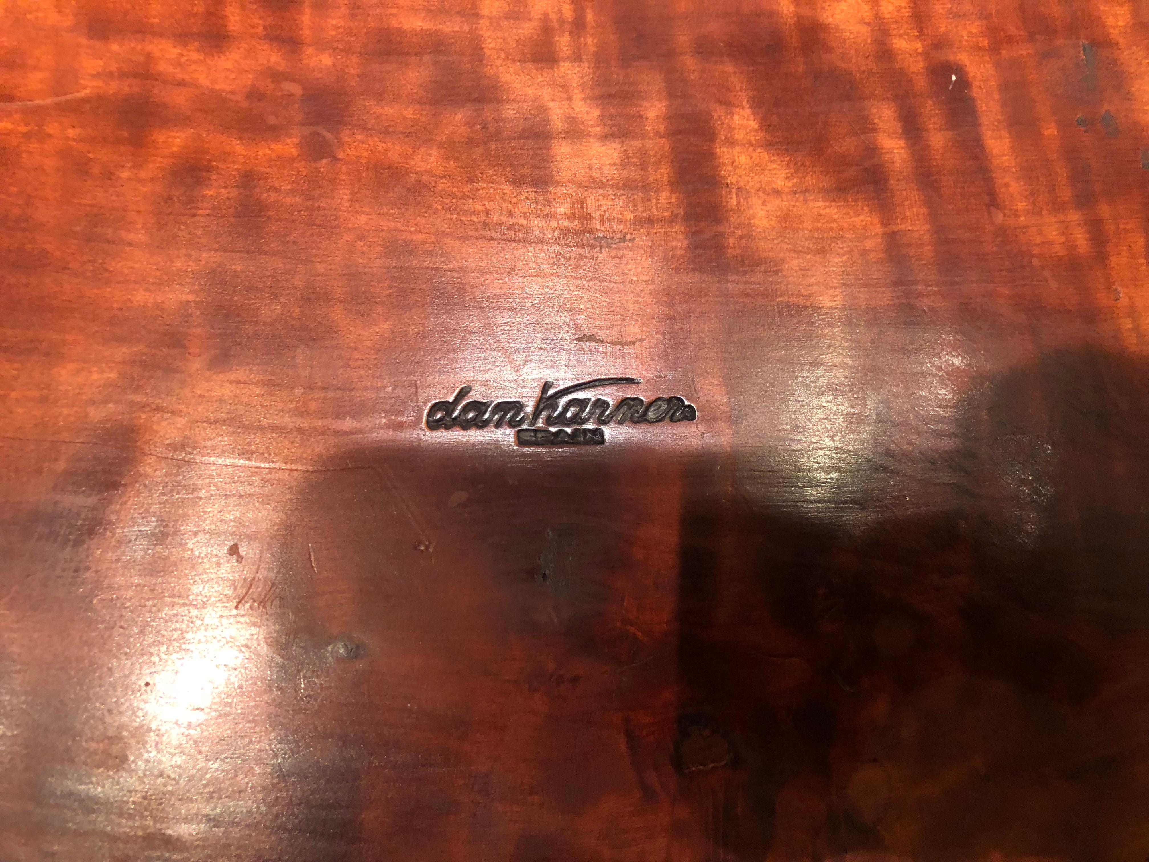 Spanish Rare Art Deco Serving Tray in Carved Wood with Horns by French Artist Dan Karner