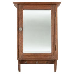 Rare Art Deco shaving cabinet in wood with side mirrors, France 1920s