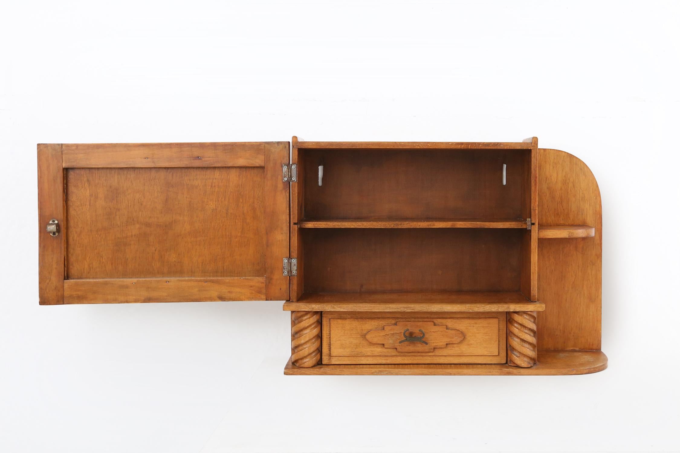 Seltener Art-Déco-Rasierschrank mit Spiegel und Schublade, Frankreich ca. 1950 im Angebot 1
