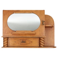 Rare Art Deco shaving cabinet with mirror and drawer, France ca. 1950