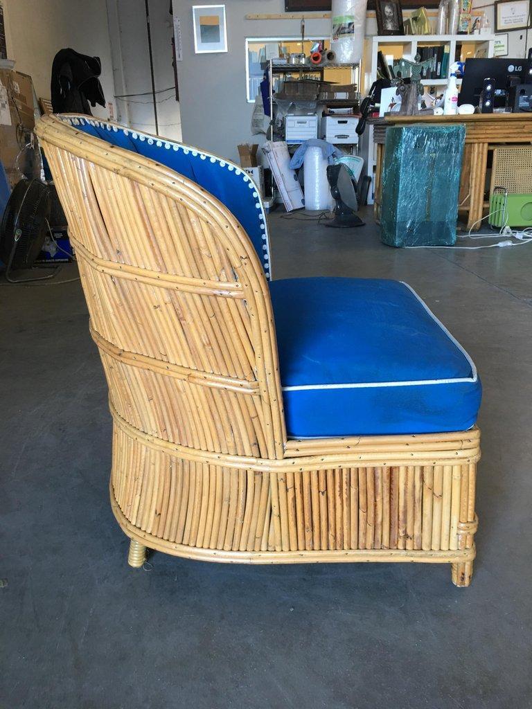 Rare Art Deco Shell Back Stick Rattan Lounge Chairs 1