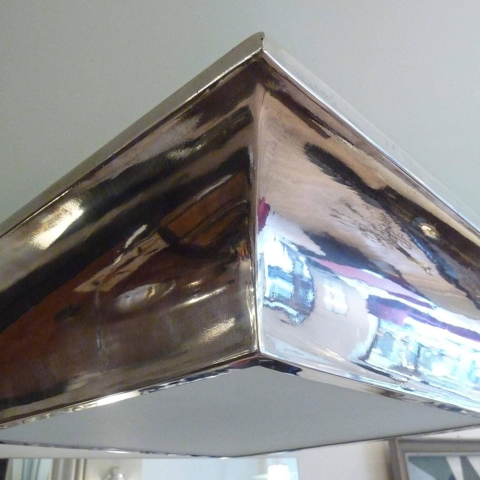 Rare Art Deco Silver Plate and Glass, Ceiling Light, Jean Damon, France 1930s For Sale 1
