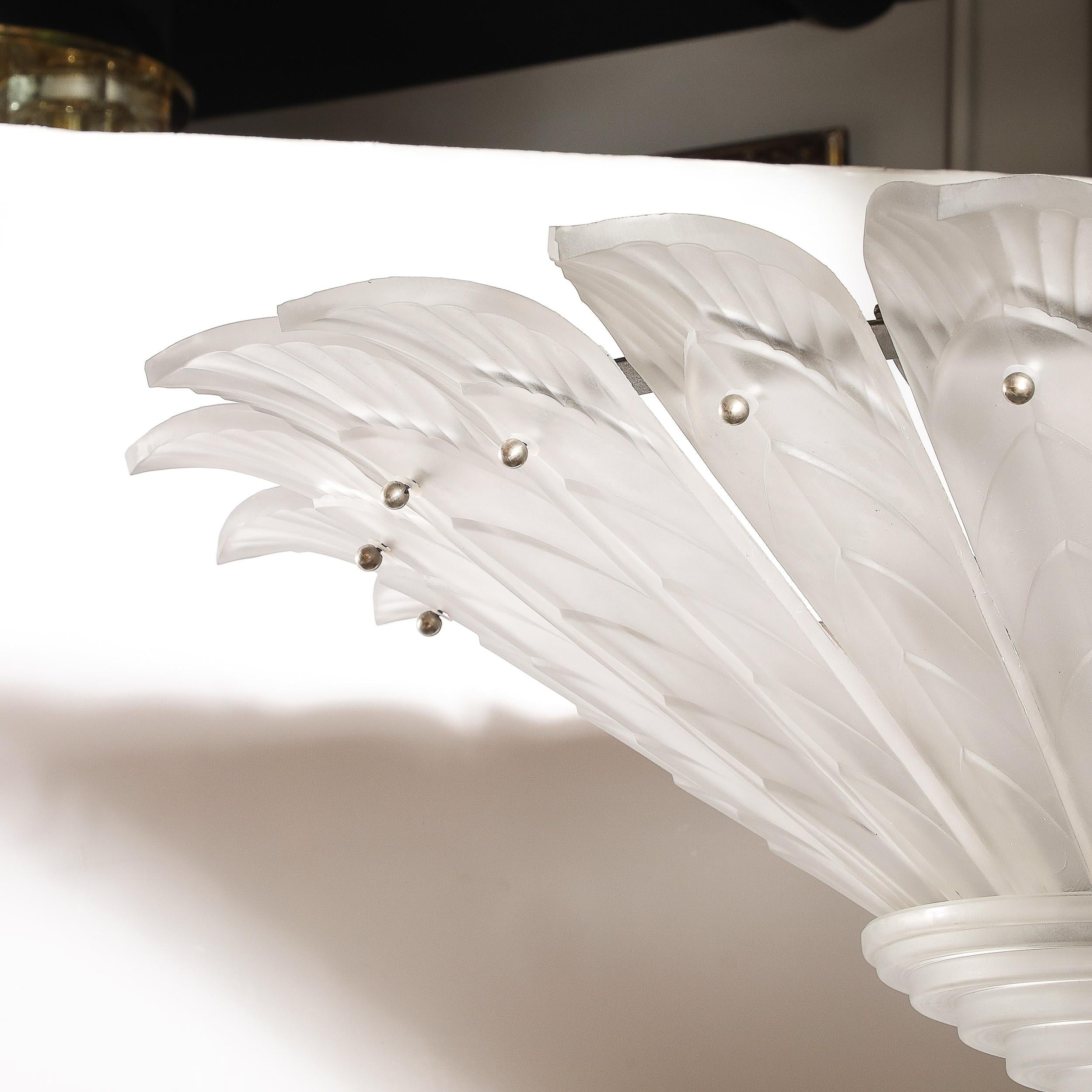 Raro candelabro de cristal esmerilado estilo Art Decó firmado Sabino en venta 12