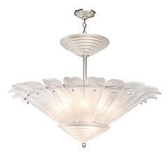 Rare Art Deco Skyscraper Style Frosted Glass Chandelier Signed Sabino